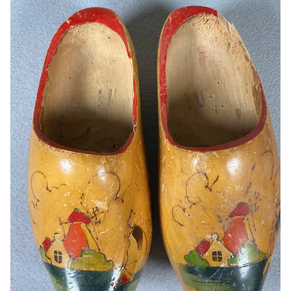 Vintage Wooden Dutch Clogs Hand Painted Holland Souvenir Shoes Decor - Picture 4 of 10